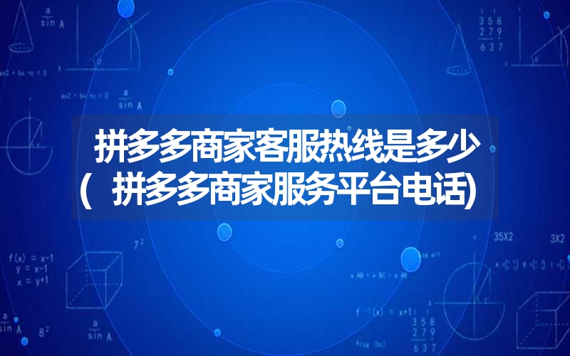 拼多多商家客服热线是多少(拼多多商家服务平台电话)