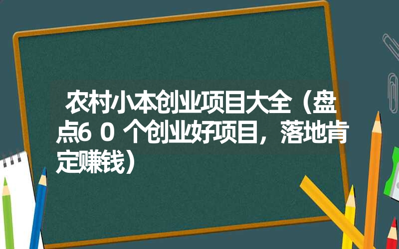 农村小本创业项目大全（盘点60个创业好项目，落地肯定赚钱）