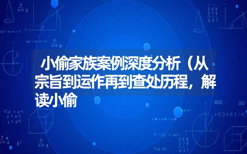 小偷家族案例深度分析（从宗旨到运作再到查处历程，解读小偷