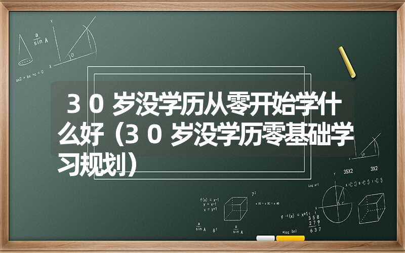 30岁没学历从零开始学什么好（30岁没学历零基础学习规划）