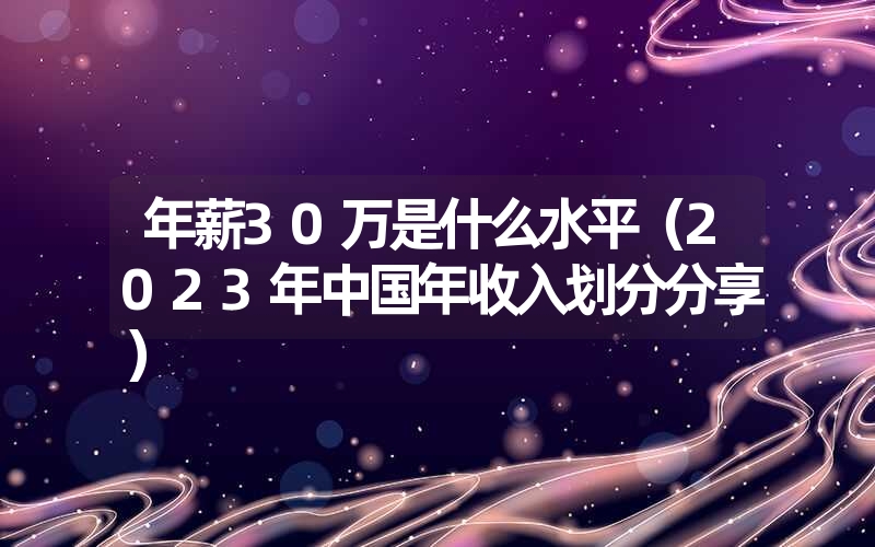 年薪30万是什么水平（2023年中国年收入划分分享）